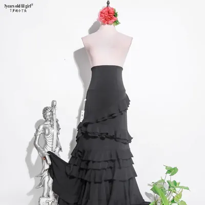 Costume de pratique de flamenco espagnol pour femme robe de performance jupe couches portant du