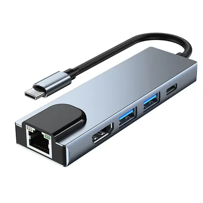 Répartiteur d'adaptateur USB C vers Ethernet Hub à 2 ports USB 3.0 avec adaptateur Ethernet RJ45