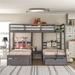 Ffiona Twin over Twin over Full Triple Bunk Bed by Harriet Bee Wood in Brown/Gray | 70 H x 99 W x 99.4 D in | Wayfair