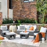 Latitude Run® Kensli 5 Piece Sofa Seating Group w/ Cushions Synthetic Wicker/All - Weather Wicker/Wicker/Rattan in Gray | Outdoor Furniture | Wayfair