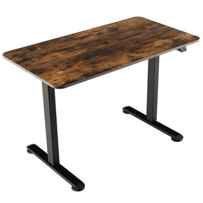 Costway Electric Standing Desk Adjustable Stand up Computer Desk Anti-collision-Rustic Brown