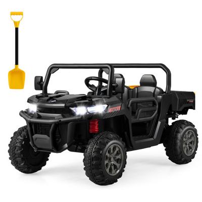 Costway 2-Seater Kids Ride On Dump Truck with Dump Bed and Shovel-Black