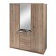 Armoire 3 portes dont 1 miroir, 4 tiroirs - L135 cm