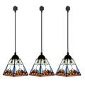 Kiven H Track Pendant Lightning Tiffany Style H Track Lighting Pendant Lights for Bedroom Kitchen Home Lighting E26 Socket(3 Lights)