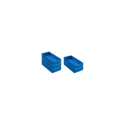 PROREGAL 5x Blaue Industriebox 400 B | HxBxT 8,1x18,3x40cm | 4,7 Liter | Sichtlagerkasten, Sortimentskasten, Sortimentsbox, Kleinteilebox Image