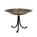 Achla Designs 16"Dia. Round Antique Finished Brass Three Hares Birdbath w/Black Wrought Iron Tripod Stand