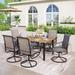 7-piece Patio Dining Set, 6 Sling Patio Swivel Dining Chairs and 1 Metal Dining Table