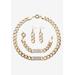 Women's Crystal & Gold Link Necklace, Bracelet & Earring Set by PalmBeach Jewelry in Gold