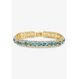 Women's Gold Tone Tennis Bracelet (10mm), Round Birthstones and Crystal, 7" by PalmBeach Jewelry in March