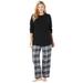 Plus Size Women's Thermal PJ Set by Only Necessities in Black Plaid (Size 34/36) Pajamas