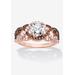 Women's Rose Gold-Plated Silver Ring Cubic Zirconia by PalmBeach Jewelry in Rose (Size 9)