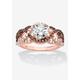 Women's Rose Gold-Plated Silver Ring Cubic Zirconia by PalmBeach Jewelry in Rose (Size 9)