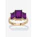 Women's Yellow Gold-Plated Simulated Emerald Cut Birthstone Ring by PalmBeach Jewelry in February (Size 7)