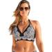 Plus Size Women's Avenger Halter Bikini Top by Swimsuits For All in Black White Lace Print (Size 16)
