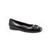 Wide Width Women's Sizzle Signature Leather Ballet Flat by Trotters® in Black Leather (Size 8 W)