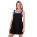 Plus Size Women's Two-Piece Colorblock Swim Dress by Swim 365 in Black Dark Sapphire (Size 24)