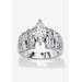 Women's Platinum over Silver Marquise Cut Engagement Ring by PalmBeach Jewelry in Cubic Zirconia (Size 7)