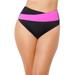 Plus Size Women's Hollywood Colorblock Wrap Bikini Bottom by Swimsuits For All in Black Pink (Size 4)