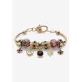 Women's Goldtone Antiqued Birthstone Bracelet (13mm), Round Crystal 8 inch Adjustable by PalmBeach Jewelry in February