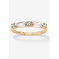 Women's Gold Over Sterling Silver Round Wedding Band Ring Cubic Zirconia by PalmBeach Jewelry in Cubic Zirconia (Size 5)