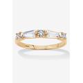 Women's Gold Over Sterling Silver Round Wedding Band Ring Cubic Zirconia by PalmBeach Jewelry in Cubic Zirconia (Size 7)