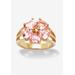Women's Yellow Gold-Plated Heart Shaped Flower Petals Ring Pink Cubic Zirconia Jewelry by PalmBeach Jewelry in Cubic Zirconia (Size 9)
