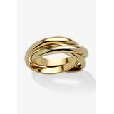 Women's Yellow Gold-Plated Rolling Triple Band Crossover Ring Jewelry by PalmBeach Jewelry in Gold (Size 7)