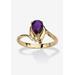 Women's Yellow Gold Plated Simulated Birthstone And Round Crystal Ring Jewelry by PalmBeach Jewelry in Amethyst (Size 7)