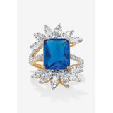 Women's 9.45 Cttw. Gold-Plated Simulated Blue Sapphire And Cubic Zirconia Ring by PalmBeach Jewelry in Sapphire (Size 7)