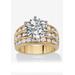 Women's Goldtone Round Cubic Zirconia Triple Row Engagement Ring by PalmBeach Jewelry in Cubic Zirconia (Size 6)