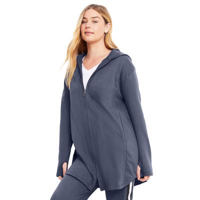 Plus Size Women's Zip-Up French Terry Hoodie by June+Vie in Blue Haze (Size 14/16)