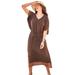 Plus Size Women's Crochet Trim Flutter Sleeve Midi Cover Up Dress by Swimsuits For All in Java Coconut (Size 14/16)