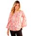 Plus Size Women's Split-Neck Blouson-Sleeve Top by June+Vie in Warm Mirrored Paisley (Size 10/12)