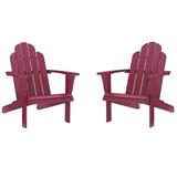 Home Square Solid Wood Outdoor Chair in Red Finish - Set of 2