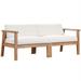 Afuera Living 2 Piece Solid Teak Wood Patio Loveseat in Natural and White
