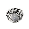 Nirvana Plumeria,'Rainbow Moonstone Blue Topaz and 925 Silver Cocktail Ring'