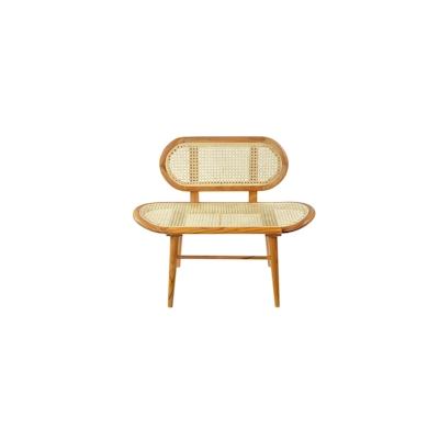 SIT Möbel Bank klein | Sitz- und Rückenfläche Rattan | Rahmen-Gestell Teak-Holz naturfarben | B 95 x T 50 x H 80 cm |053