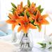 Viworld Artificial Tiger Lily 5Pcs Latex Fake Flowers Real Touch Bouquet For Wedding Party Home Office Garden Hotel Decor (Orange)