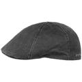 Stetson Men's Level Flat Cap - Cotton Peaked Cap - Men's Cap with 40+ UV Protection - Vintage Look Cap - Summer/Winter - Flat Cap Black L (58-59 cm)