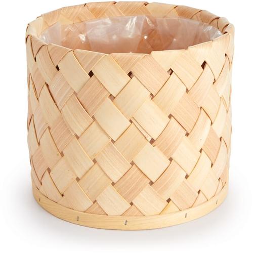 Blumentopf Übertopf Groß Blumenkübel Innen Pflanzentopf Set Korb Geflochten Holz Natur, 3pcs Set /