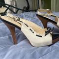 Coach Shoes | Authentic Coach Leather Sling-Back High Heels. Size 9.5 | Color: Black/White | Size: 9.5