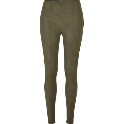 Leggings URBAN CLASSICS "Urban Classics Damen Ladies Washed Faux Leather Pants", Damen, Gr. L, US-Größen, grün (olive), 85% Polyester, 15% Elasthan, unifarben, slim fit, Hosen Image