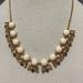 J. Crew Jewelry | J Crew Gold Enamel Creamy White Bead, Crystal Pendant Statement Necklace 18" | Color: Gold/Pink | Size: 18 Inch