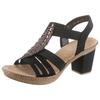 Sandalette RIEKER, Damen, Gr. 39, schwarz, Nubuklederimitat, unifarben, elegant, Schuhe, Sommerschuh, Sandale, Plateauabsatz, mit Strass-Steinchen verziert, Topseller