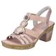 Sandalette RIEKER Gr. 38, rosa (rosé) Damen Schuhe Sandaletten Sommerschuh, Sandale, Plateauabsatz mit Schmuck-Applikation