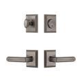 Grandeur Carre Square Rosette Complete Entry Set w/ Single Cylinder Deadbolt and Carre Lever in Gray | 2.95 H x 2.44 W x 0.7 D in | Wayfair 873574