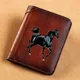 Portefeuille classique en cuir véritable pour hommes porte-cartes court imprimé Design cheval
