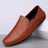 Men Genuine Leather shoes Men Loafers Slip On Business Casual Leather Shoes Classic Soft Moccasins
