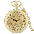 Montre de poche pour hommes et femmes couleur or cuivre Steampunk ajouré Quartz collier