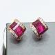 Boucles d'oreilles en cristal de rubis géométrique incrusté pour femme plaqué or violet 14 carats